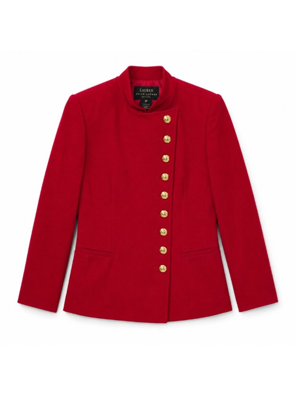 Rare Ralph Lauren Red Wool Military Jacket Size 4 Petite